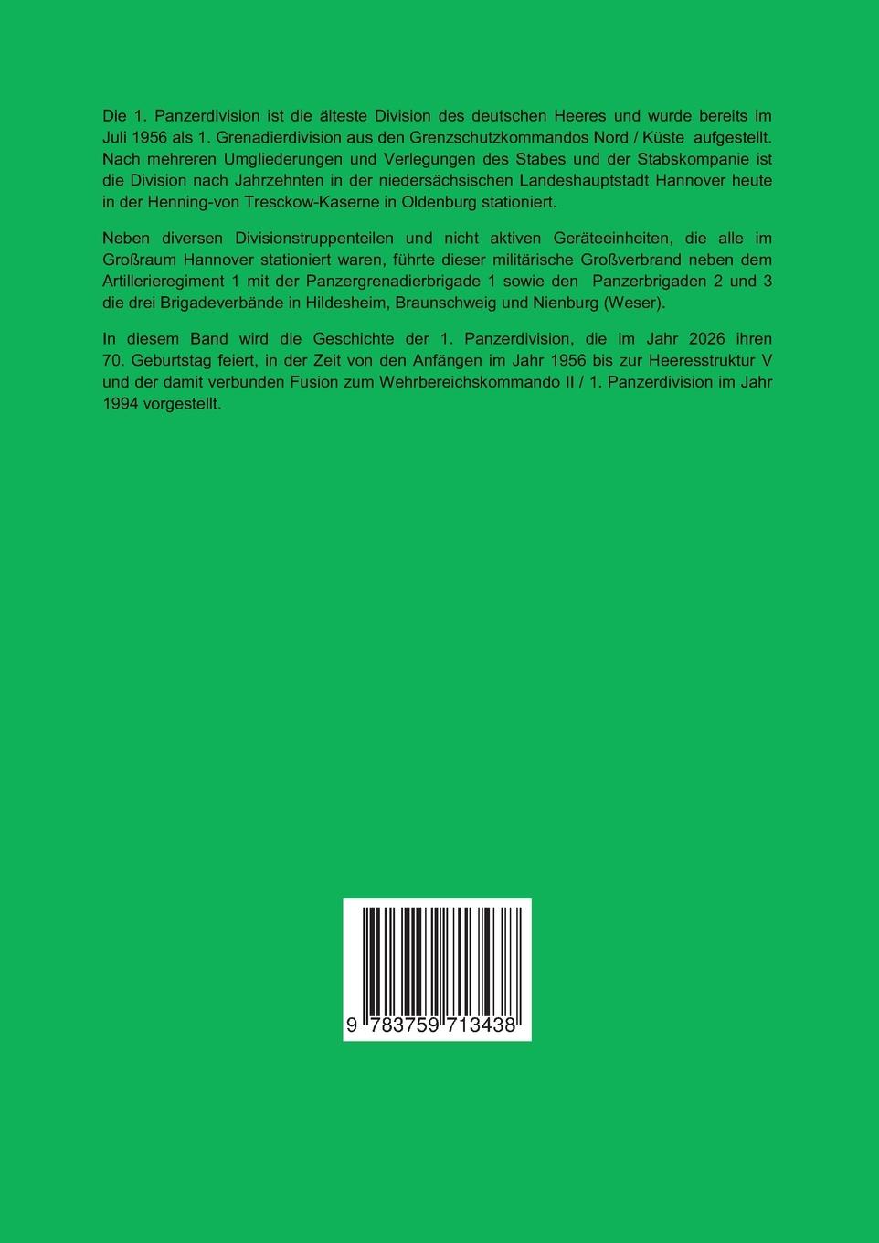 Rückseitencover Die 1. "niedersächsische" Panzerdivision - Ein Division zwischen Harz und Heide