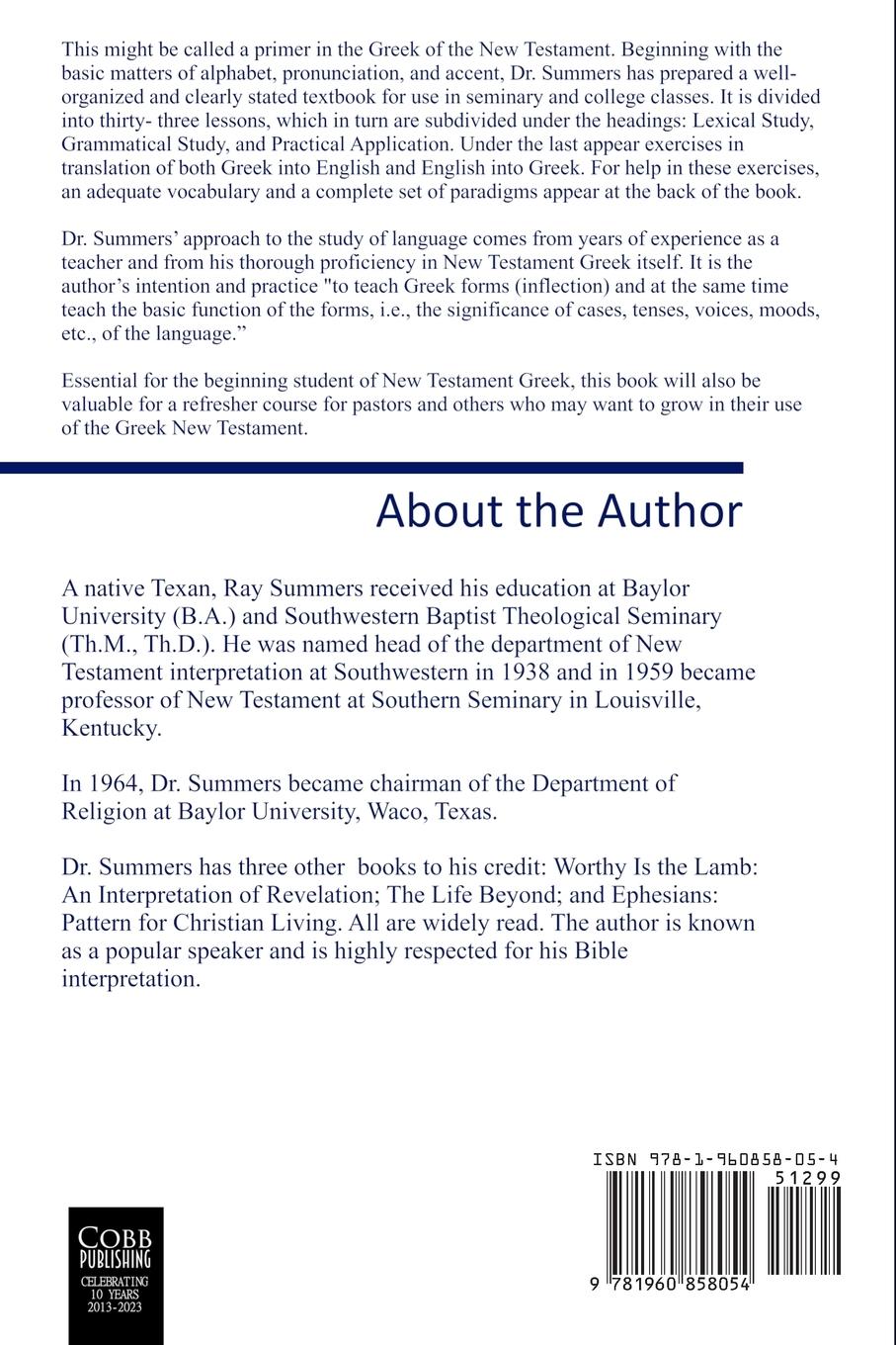 Rückseitencover Ray Summers' Original New Testament Greek Essentials