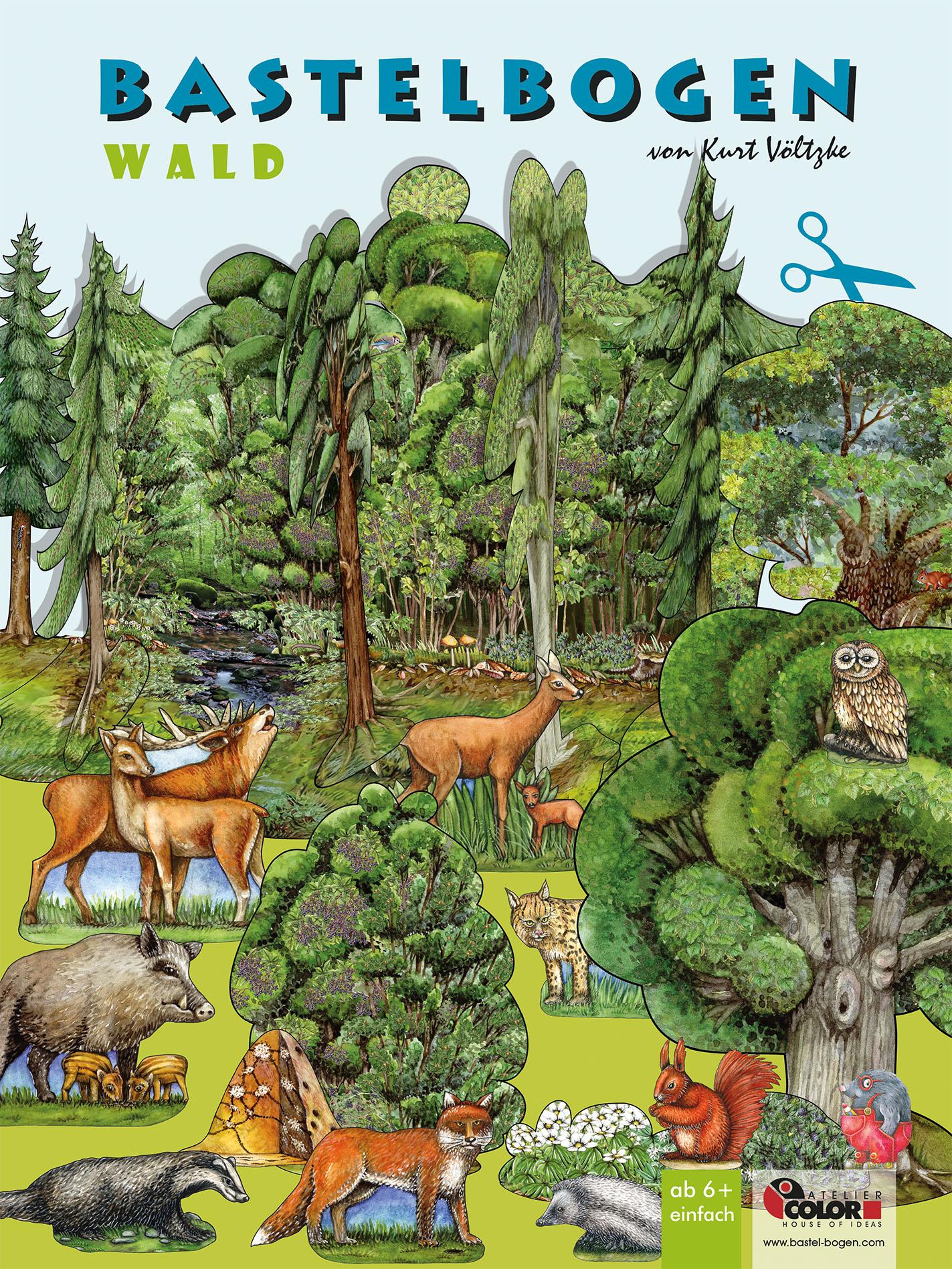 Vorderes Coverbild Wald Bastelbogen Bäume & Tiere zum Ausschneiden & Basteln aus Papier