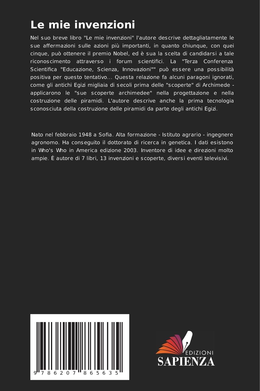 Rückseitencover Le mie invenzioni