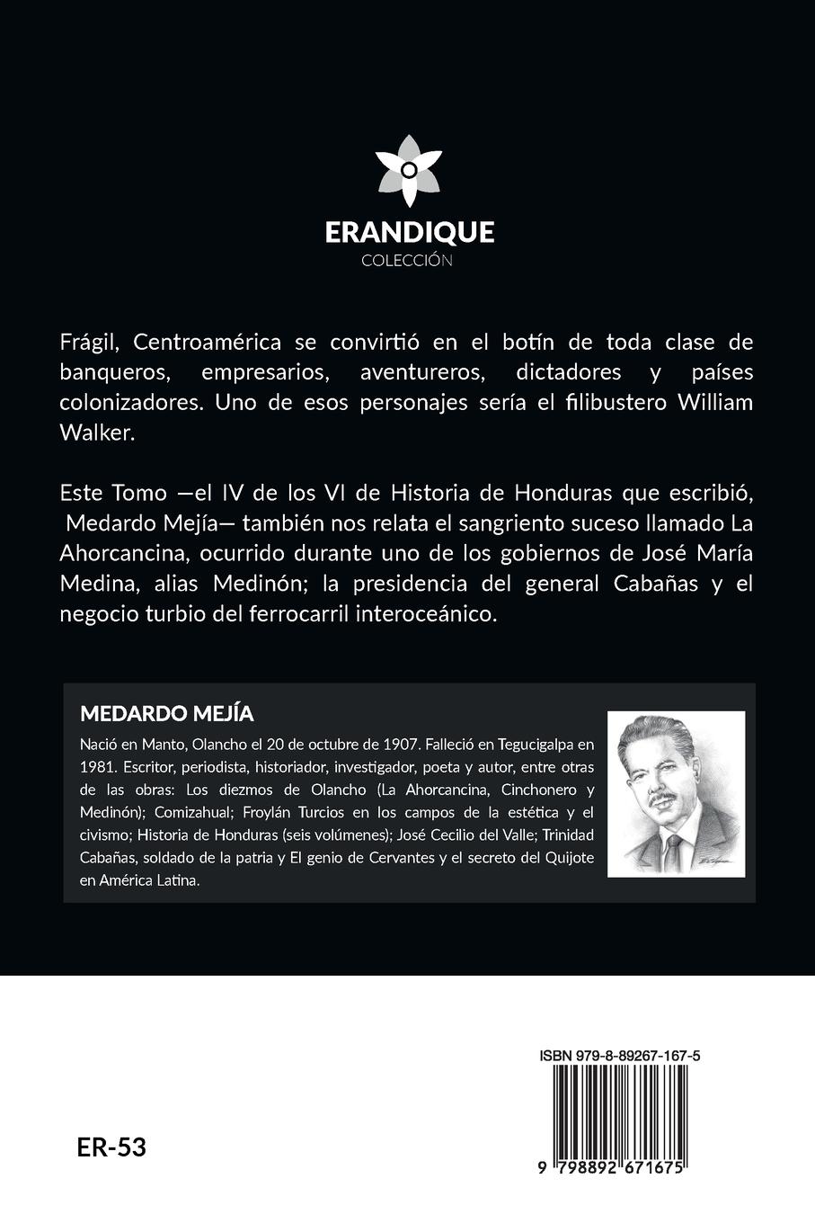 Rückseitencover Historia de Honduras Tomo IV