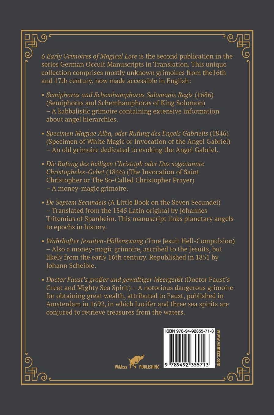 Rückseitencover 6 Early Grimoires of Magical Lore