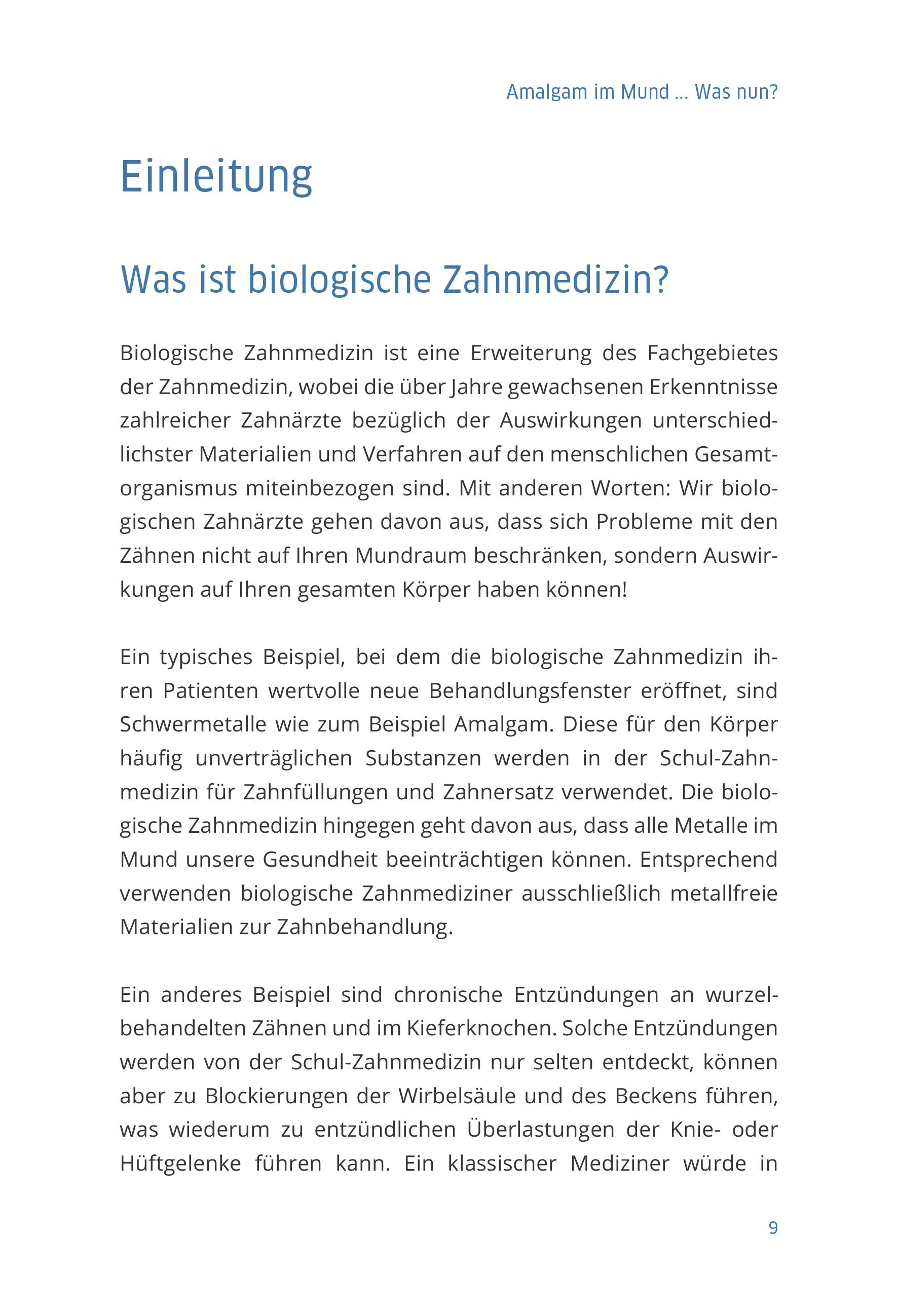 Beispielinhalt (Bild) Amalgam im Mund... Was nun?