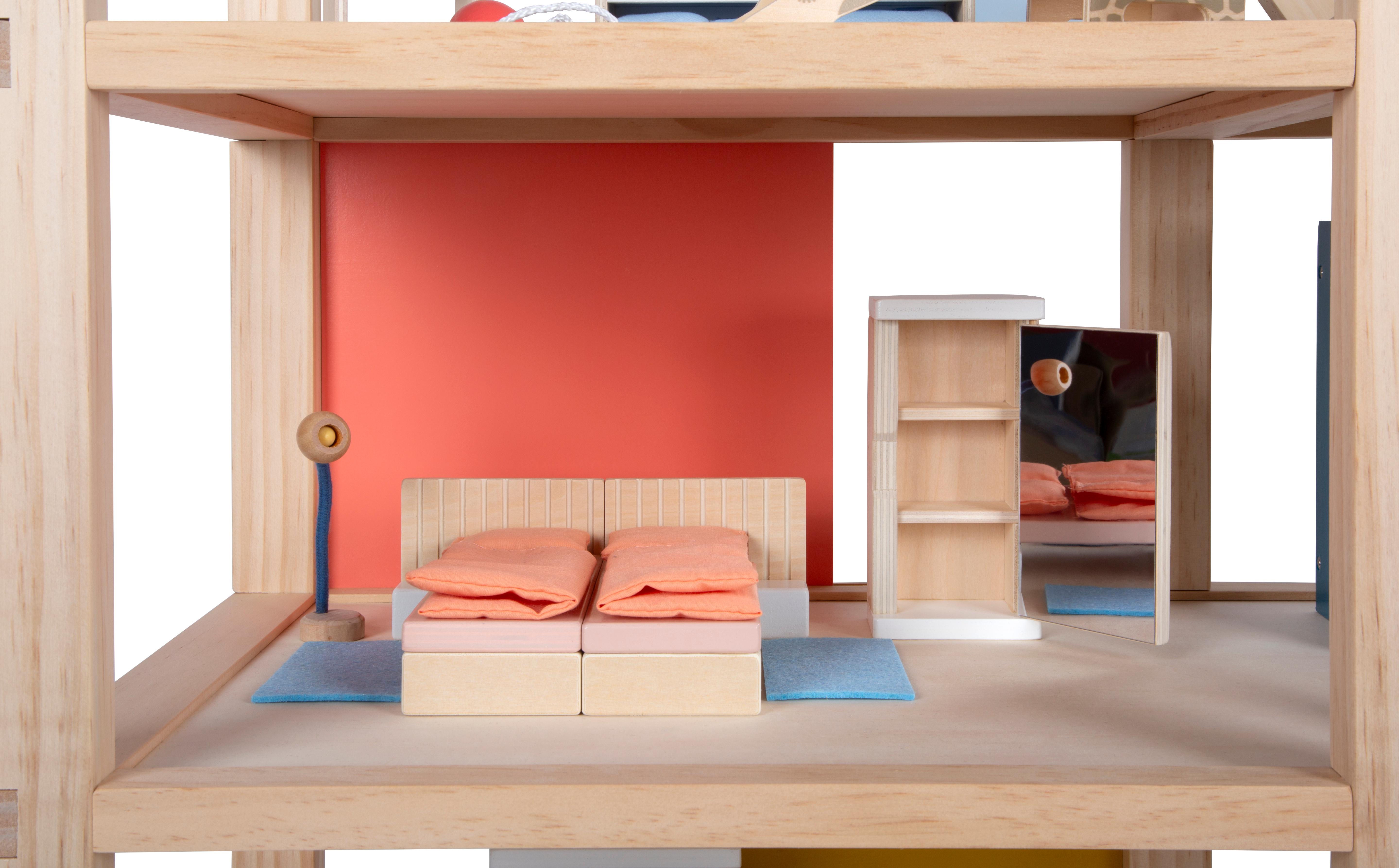 Beispielinhalt (Bild) Puppenhaus Natur mit Möbeln