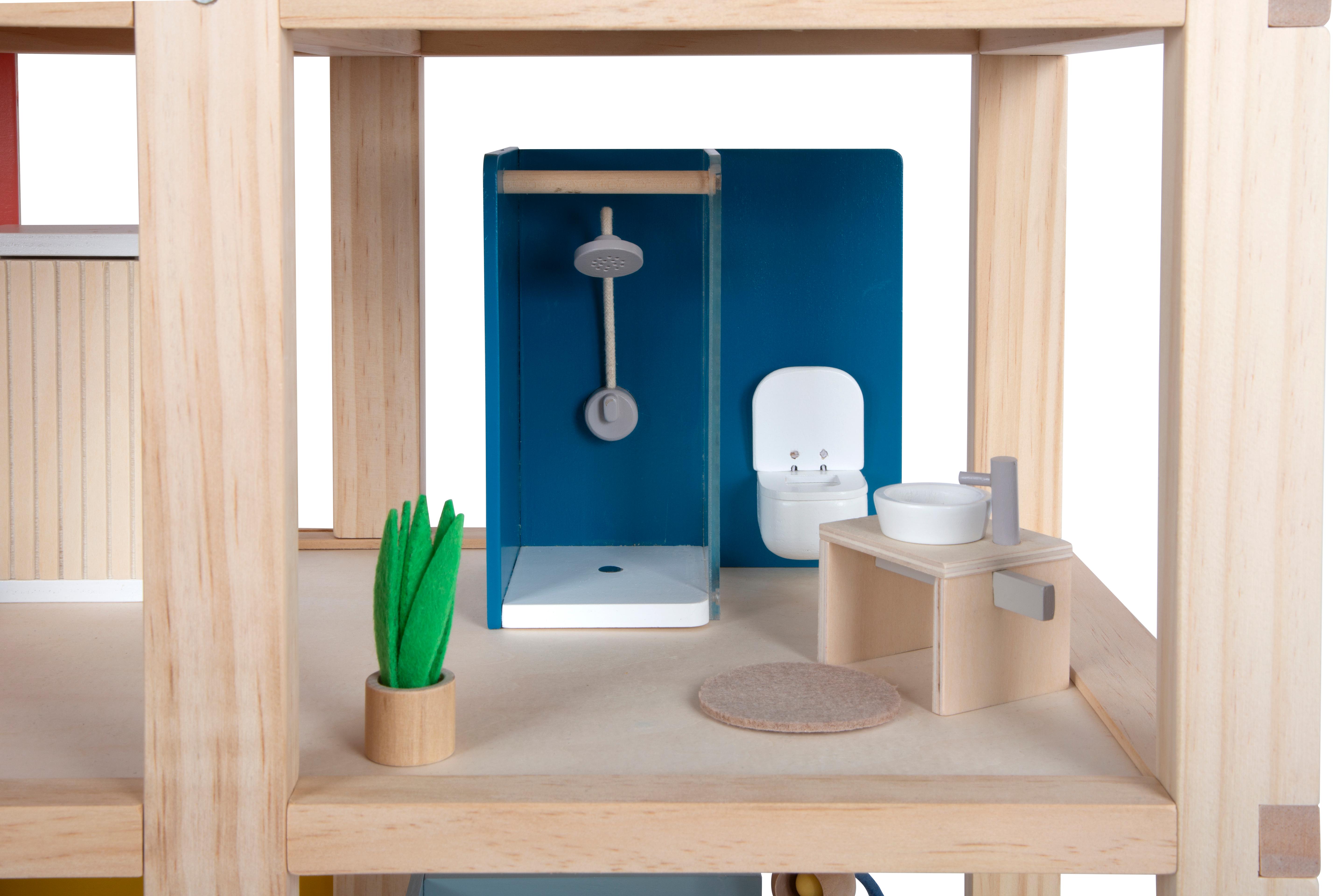 Beispielinhalt (Bild) Puppenhaus Natur mit Möbeln