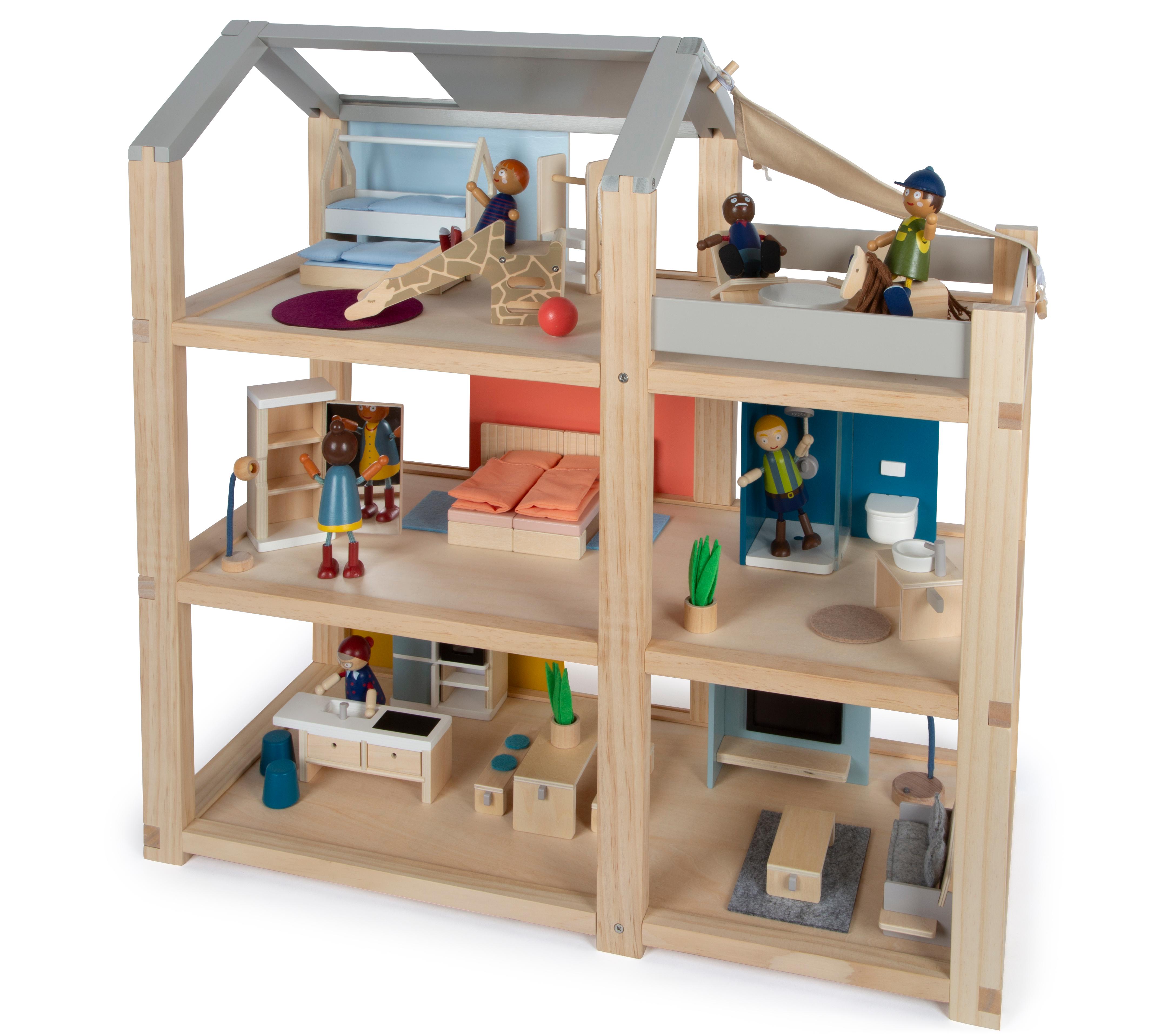 Beispielinhalt (Bild) Puppenhaus Natur mit Möbeln