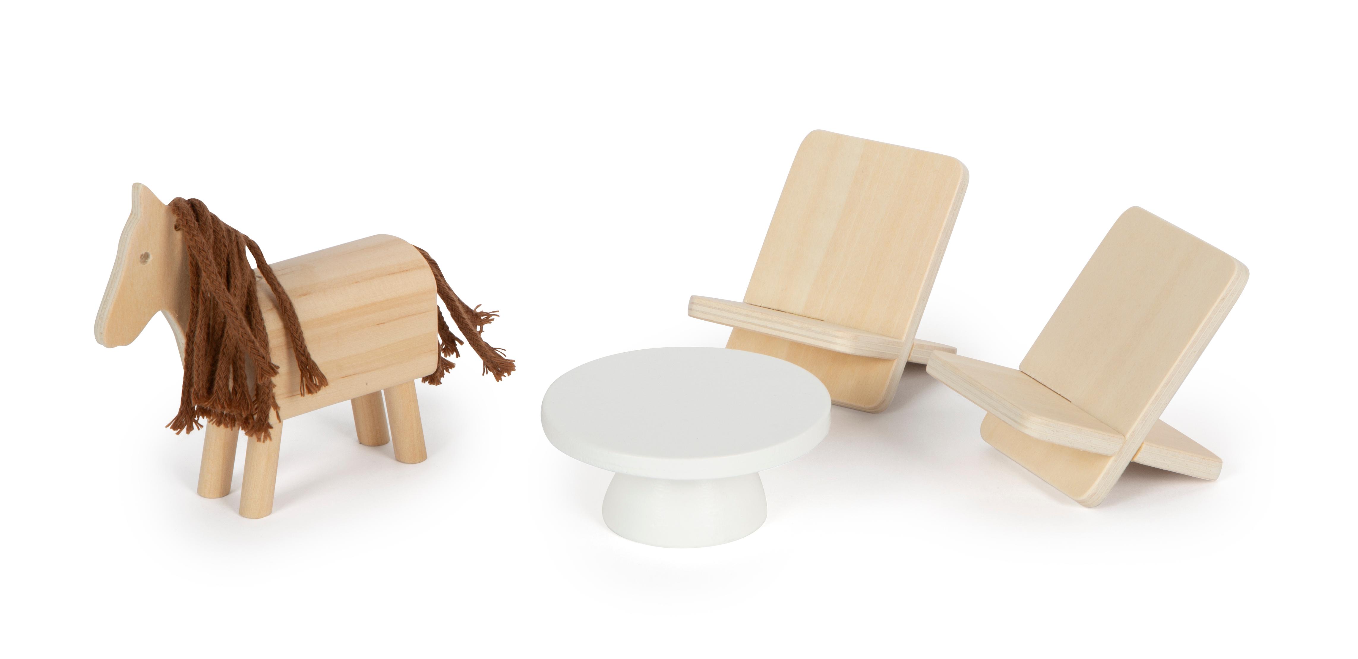 Beispielinhalt (Bild) Puppenhaus Natur mit Möbeln