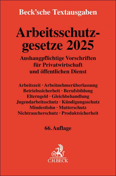 Vorderes Coverbild Arbeitsschutzgesetze 2025