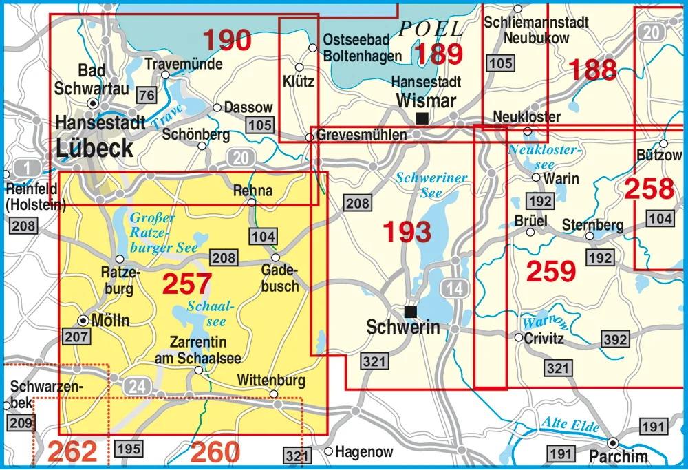 Rückseitencover Radwander- und Wanderkarte Schaalsee, Ratzeburg, Mölln und Umgebung
