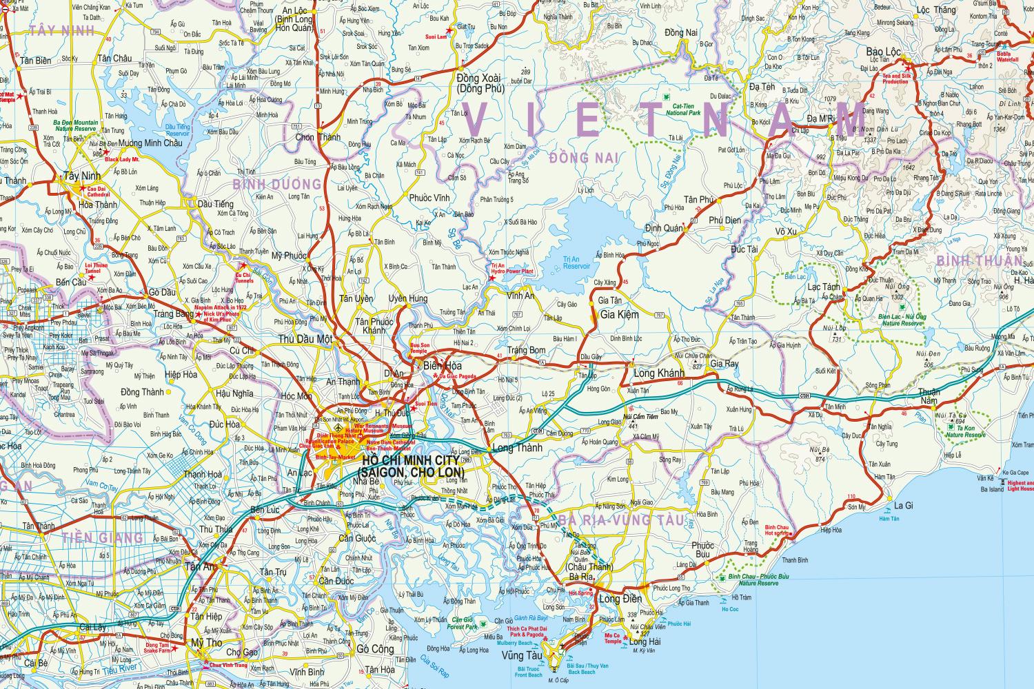 Beispielinhalt (Bild) Reise Know-How Landkarte Vietnam Süd (1:600.000)