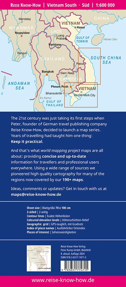 Rückseitencover Reise Know-How Landkarte Vietnam Süd (1:600.000)