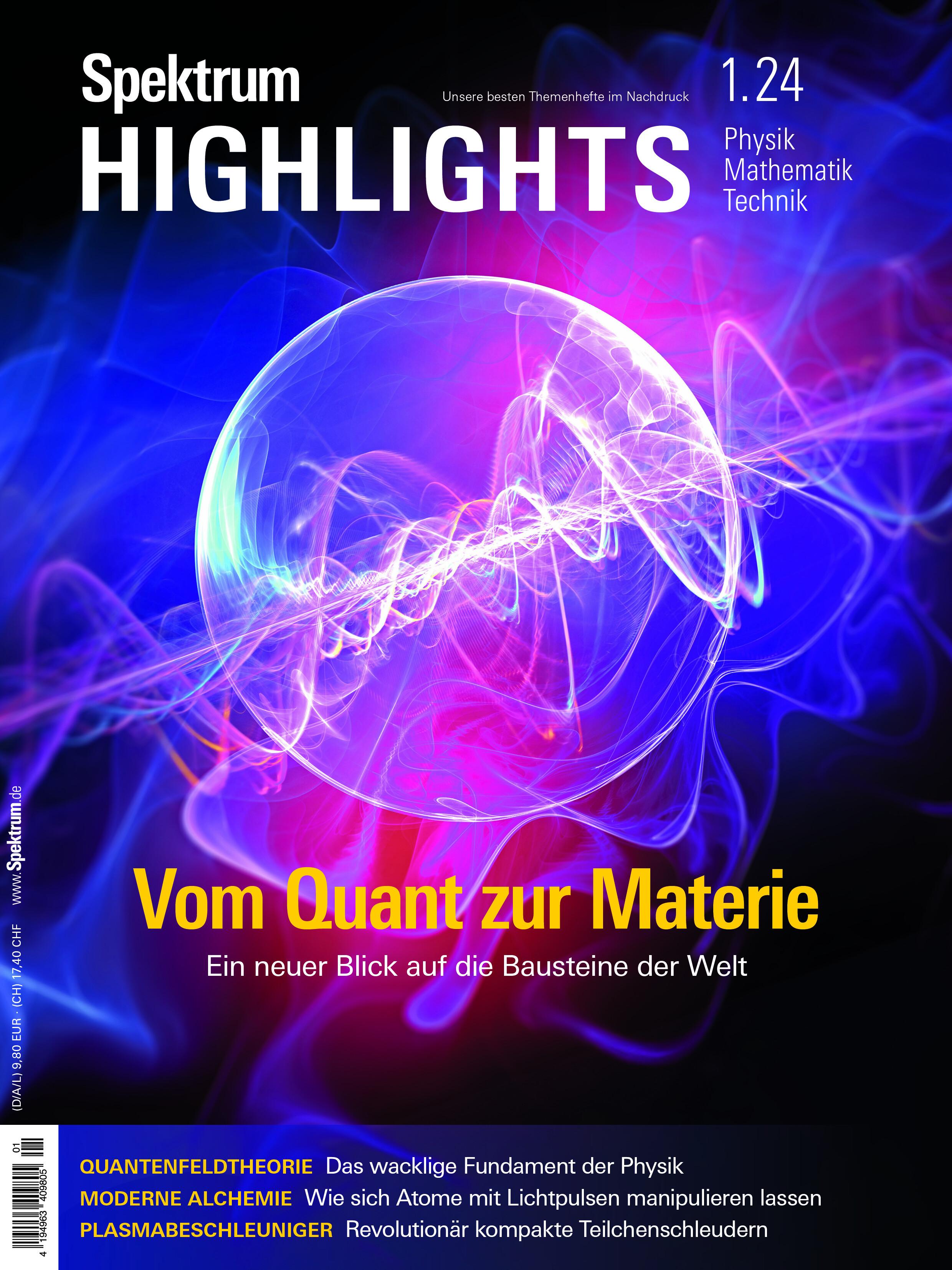 Vorderes Coverbild Spektrum Highlights 1/2024 - Vom Quant zur Materie