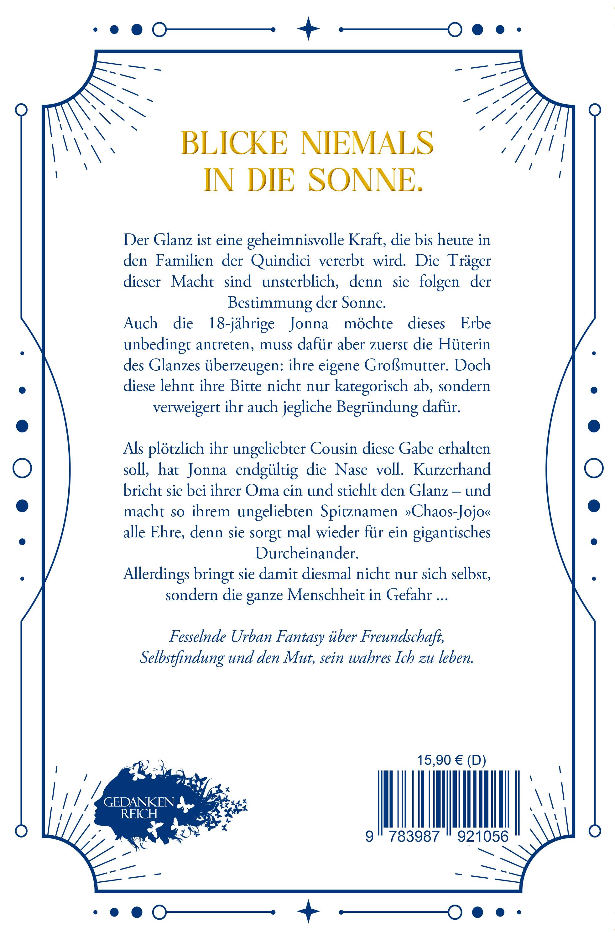 Rückseitencover Sonnenerben - Das Vermächtnis der Quindici