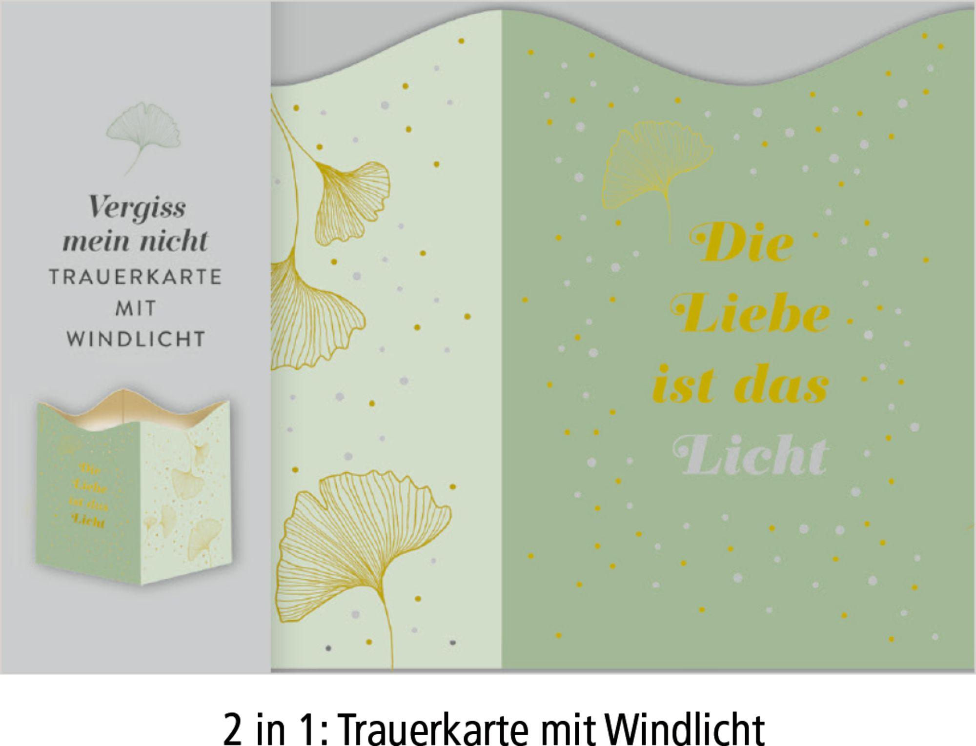 Beispielinhalt (Bild) Windlicht-Trauerkarten - Vergiss mein nicht