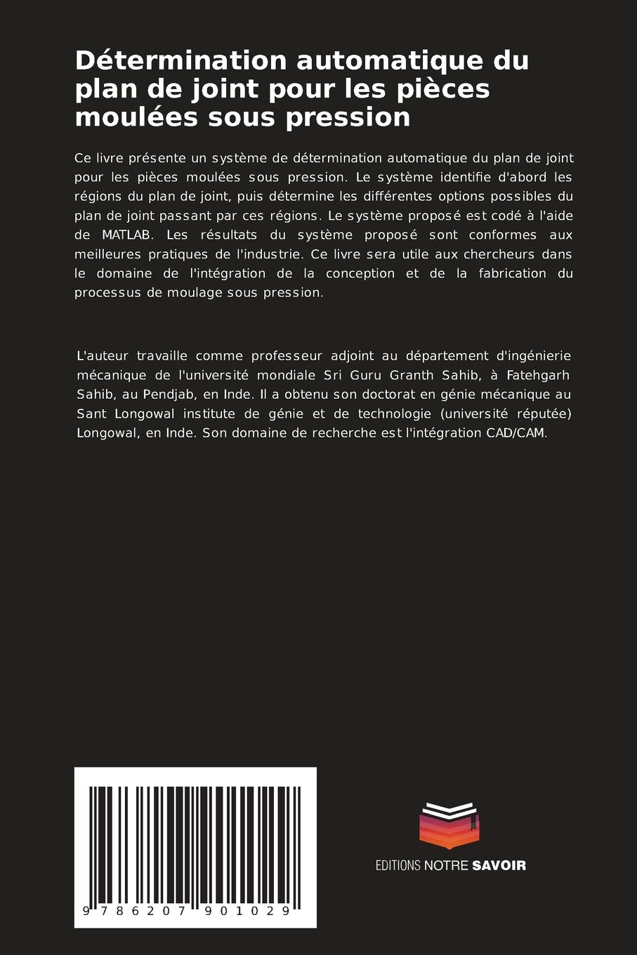 Rückseitencover Détermination automatique du plan de joint pour les pièces moulées sous pression