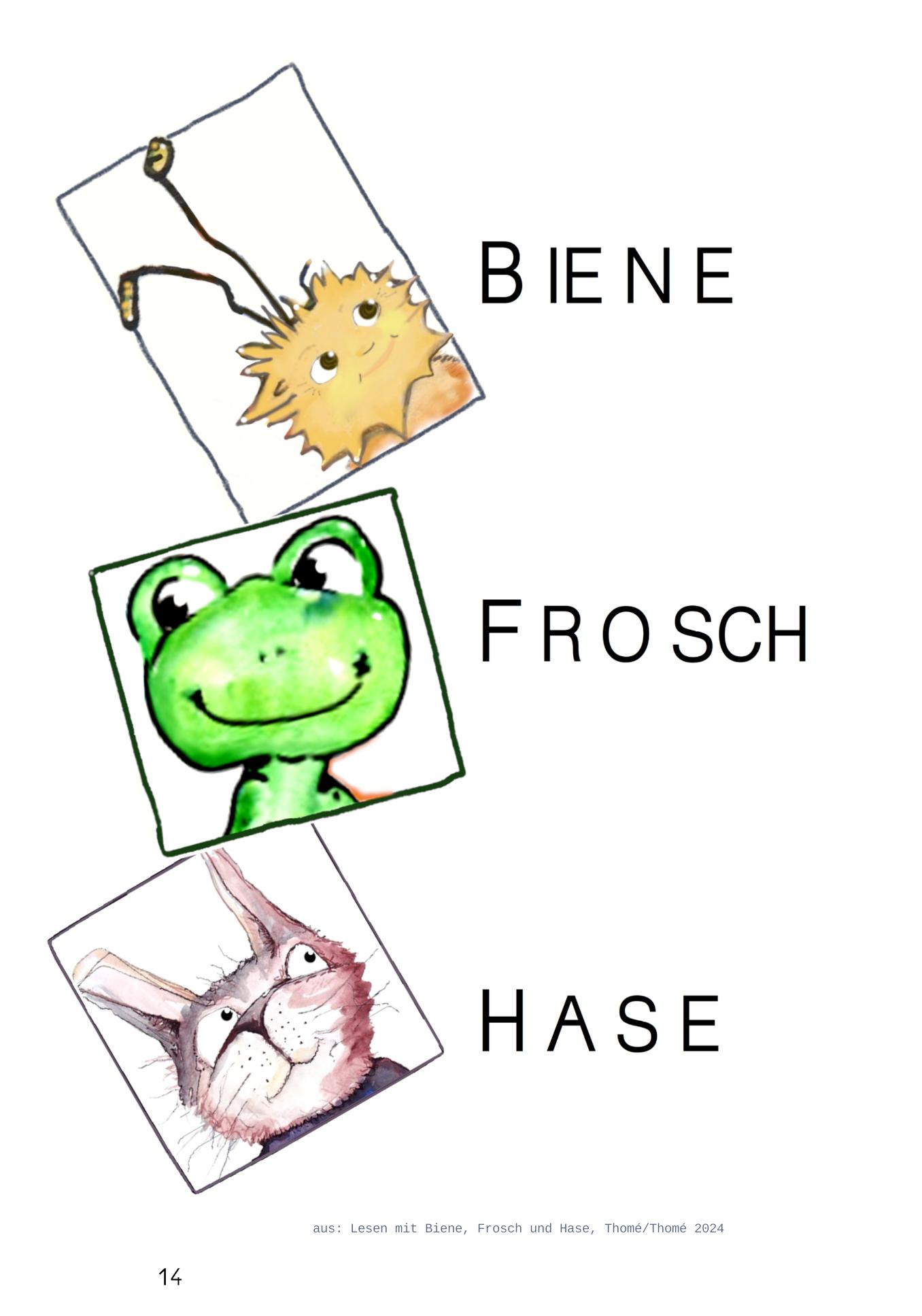 Beispielinhalt (Bild) Lesen mit Biene, Frosch und Hase