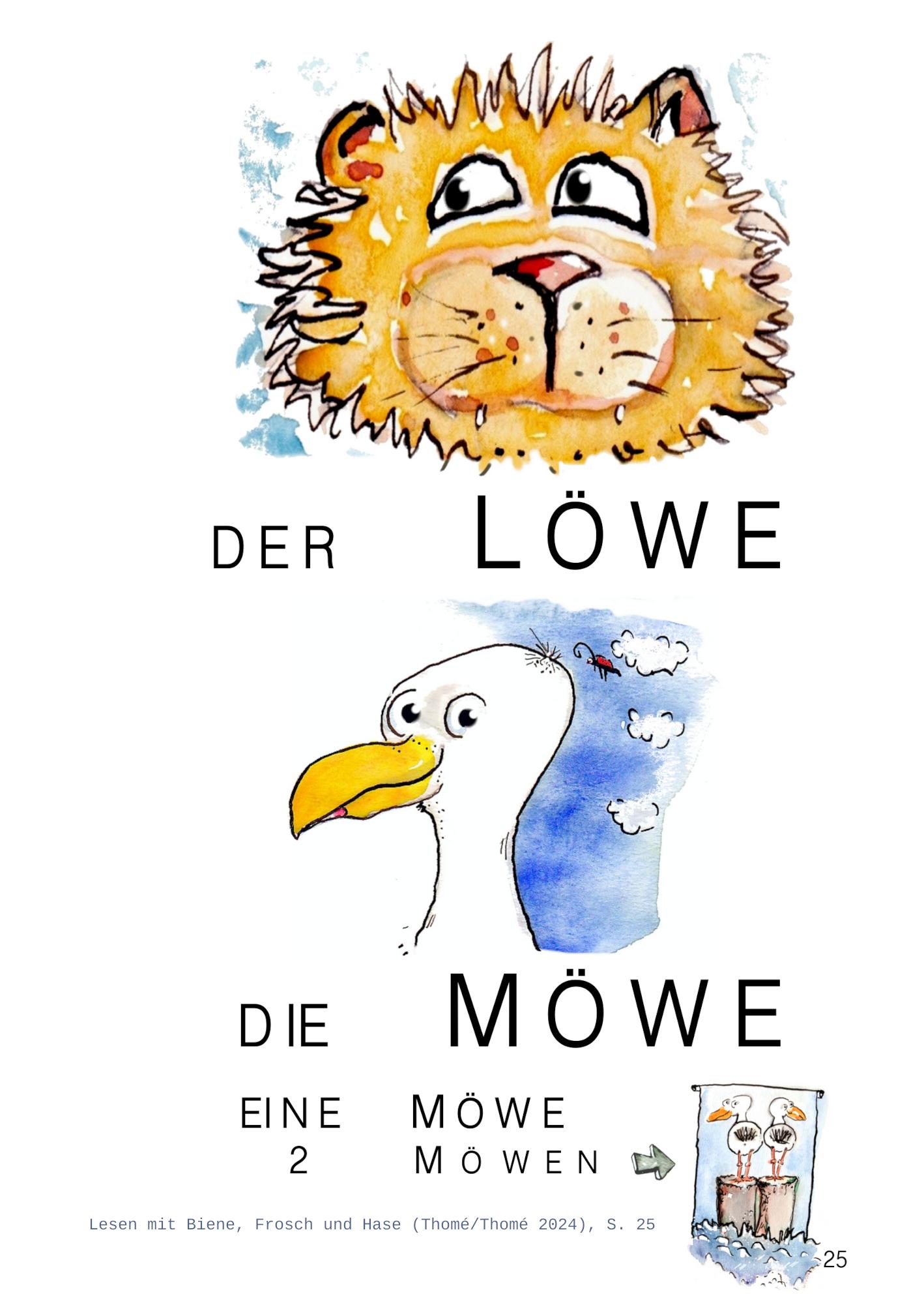 Beispielinhalt (Bild) Lesen mit Biene, Frosch und Hase
