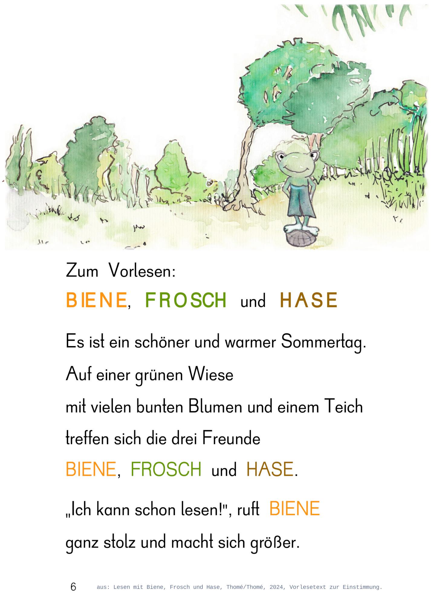 Beispielinhalt (Bild) Lesen mit Biene, Frosch und Hase