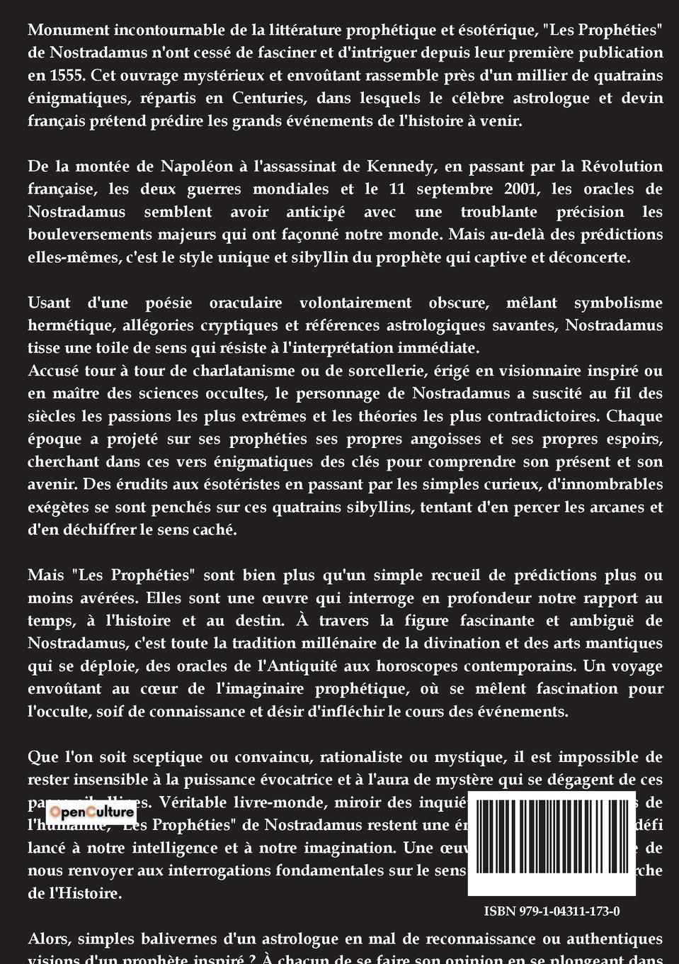 Rückseitencover Les prophéties de Nostradamus