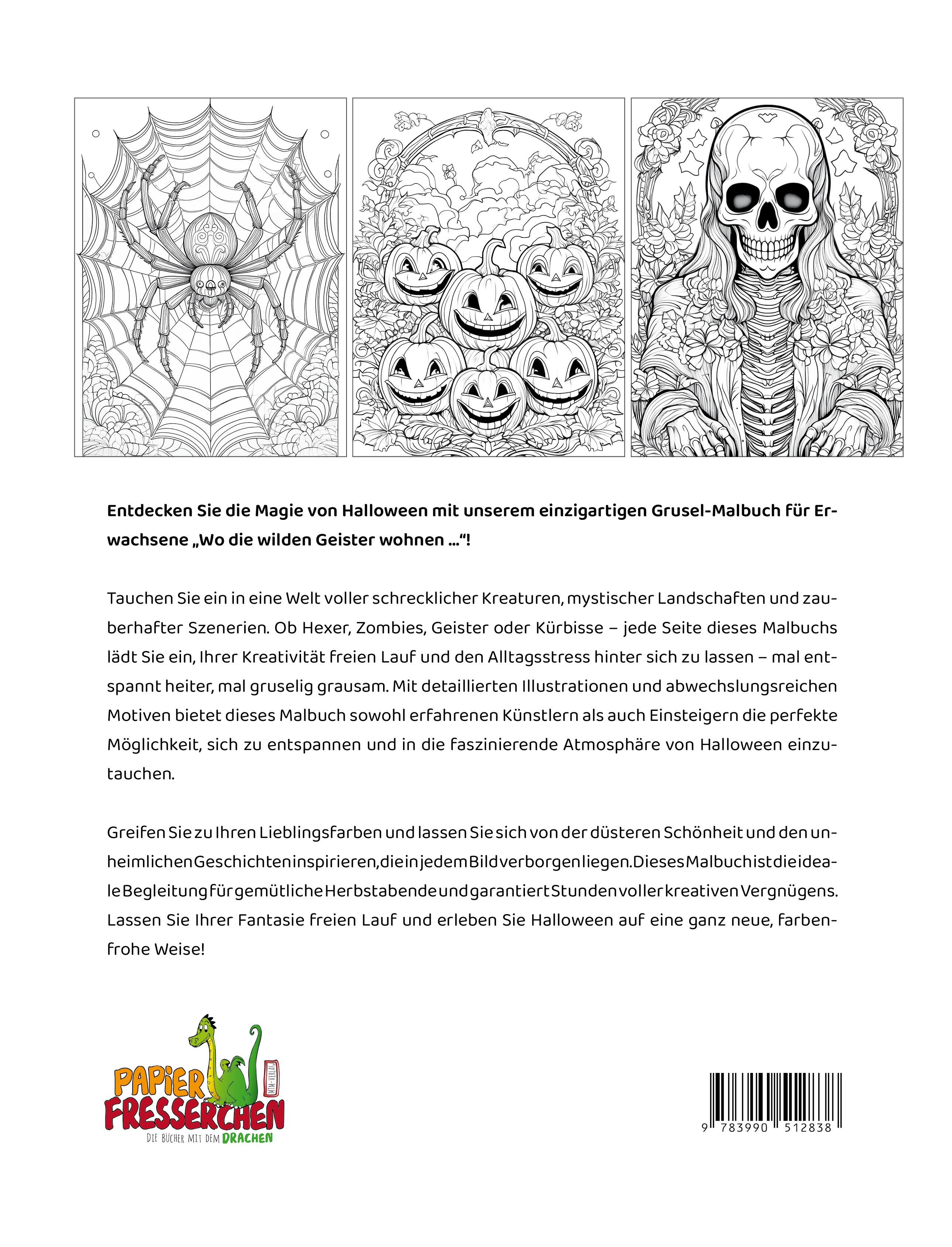 Rückseitencover Wo die wilden Geister wohnen ... Halloween-Malbuch für Erwachsene