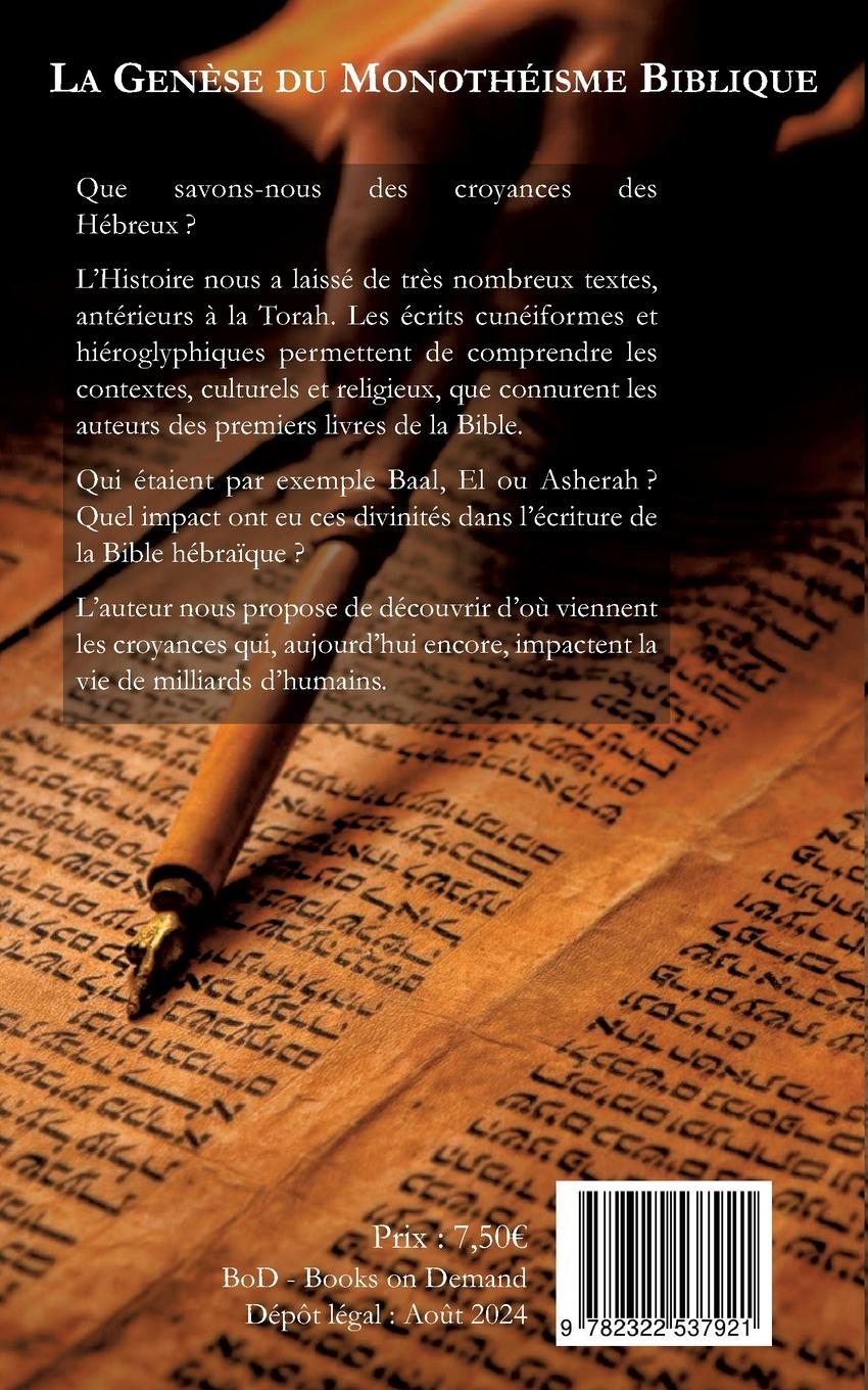 Rückseitencover La genèse du monothéisme biblique