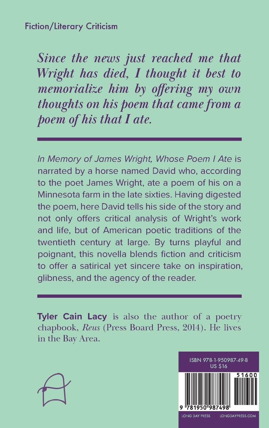 Rückseitencover In Memory of James Wright, Whose Poem I Ate