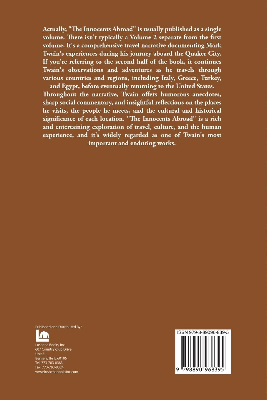 Rückseitencover The Innocents Abroad or The New Pilgrims Progress Vol 2
