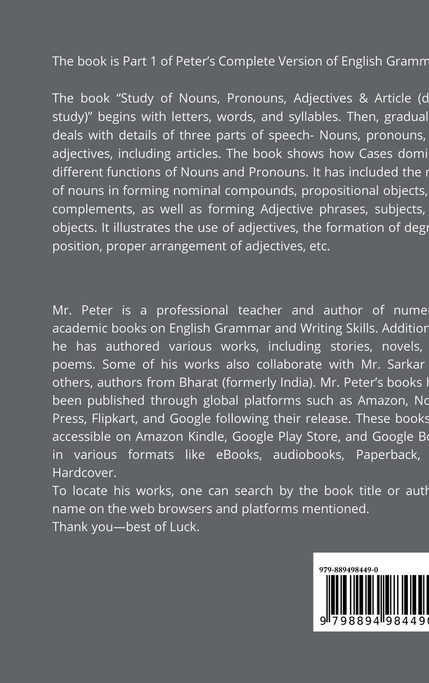 Rückseitencover Study of Nouns, Pronouns, Adjectives & Articles (detail study)