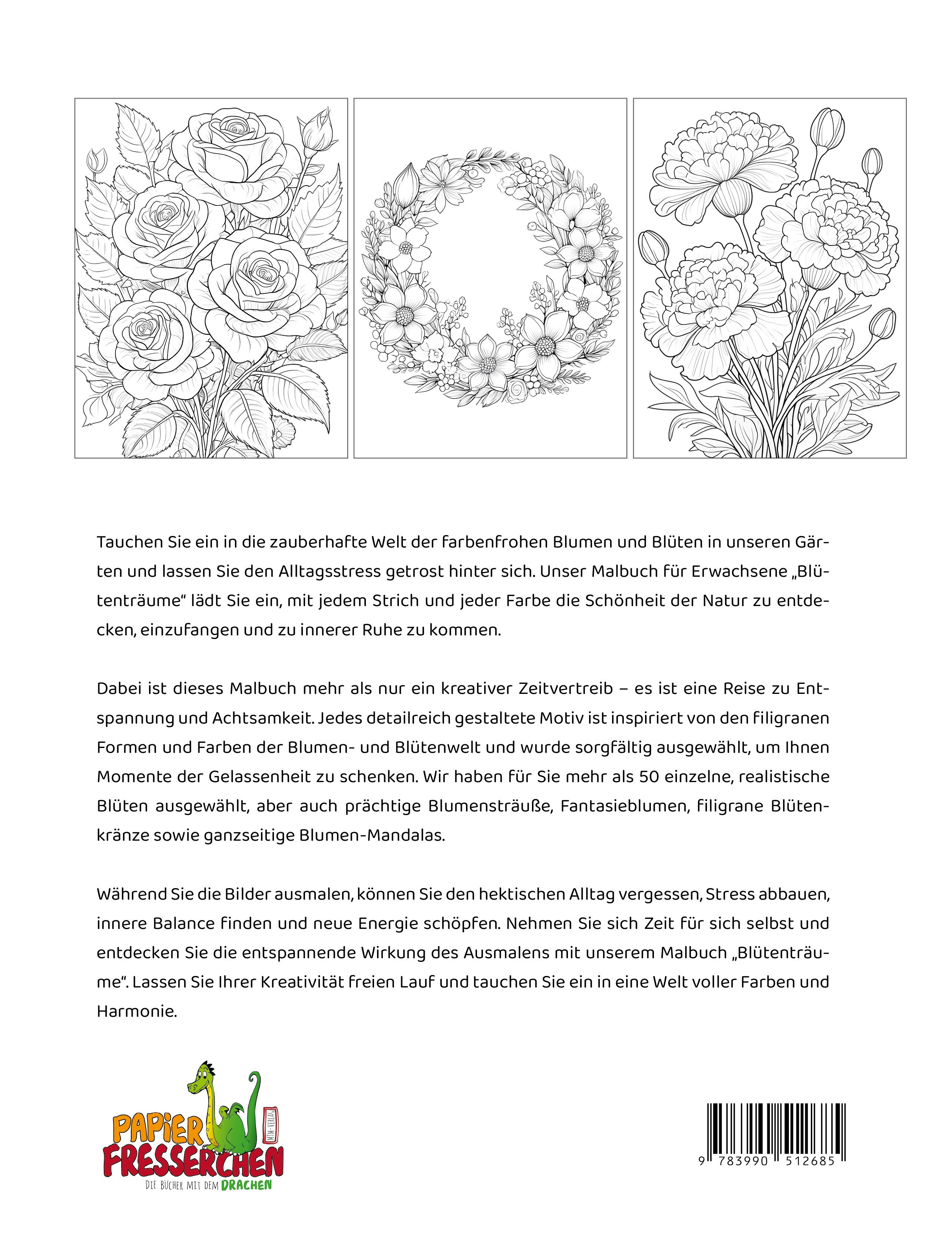 Rückseitencover Blütenträume - Ein Malbuch für innere Ruhe