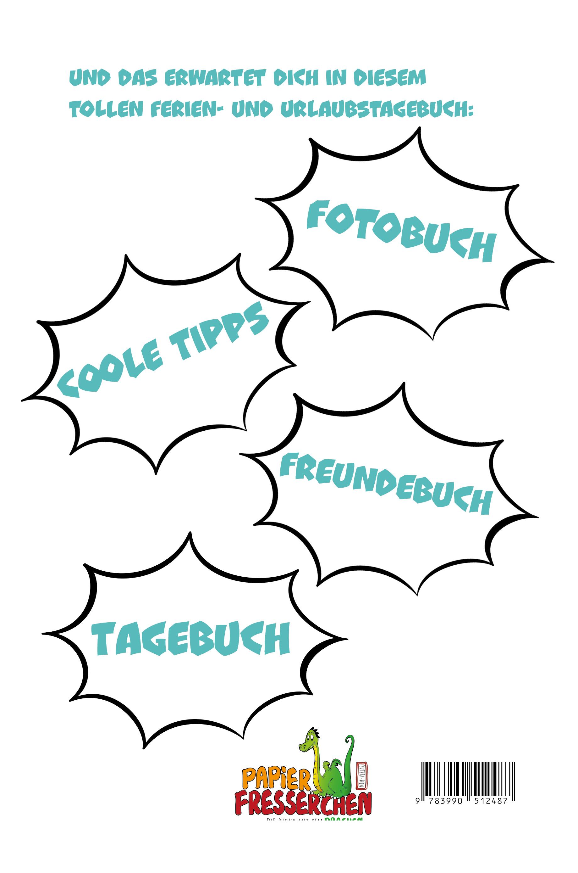 Rückseitencover Ferientagebuch für coole Kids - für Reise, Urlaub und Ferien zu Hause
