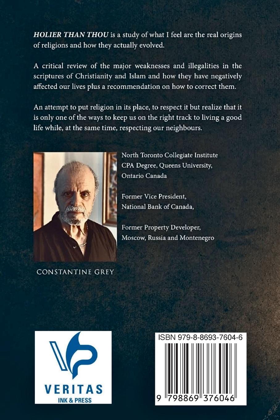 Rückseitencover Holier Than Thou By Constantine Grey