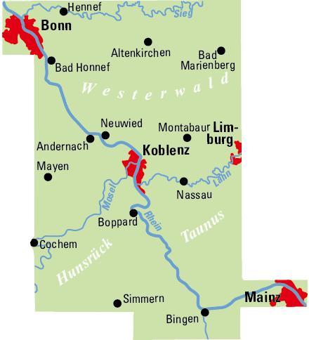 Beispielinhalt (Bild) ADFC-Regionalkarte Koblenz Mittelrheintal, 1:75.000, mit Tagestourenvorschlägen, reiß- und wetterfest, E-Bike-geeignet, GPS-Tracks-Download
