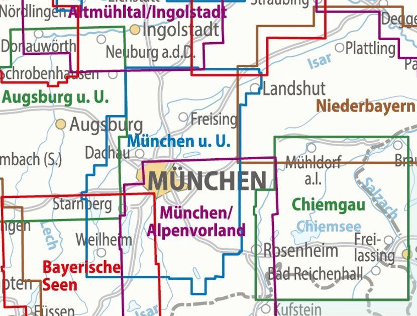 Beispielinhalt (Bild) ADFC-Regionalkarte München und Umgebung, 1:75.000, mit Tagestourenvorschlägen, reiß- und wetterfest, E-Bike-geeignet, GPS-Tracks Download