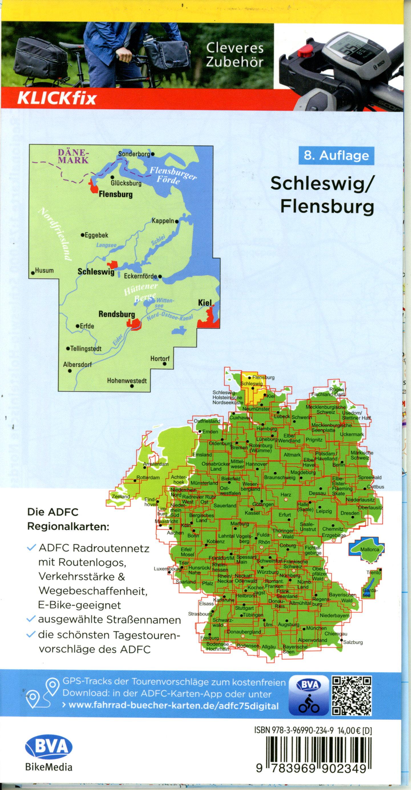 Beispielinhalt (Bild) ADFC-Regionalkarte Schleswig Flensburg, 1:75.000, mit Tagestourenvorschlägen, reiß- und wetterfest, E-Bike-geeignet, GPS-Tracks Download