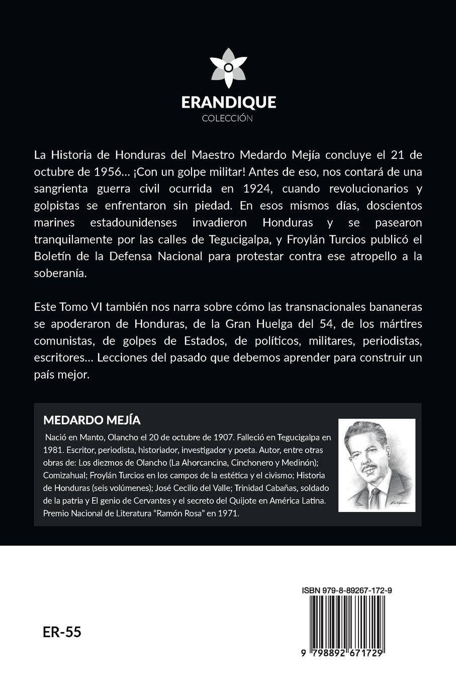 Rückseitencover Historia de Honduras Tomo VI