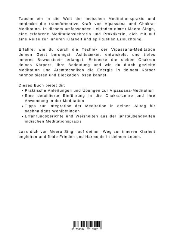 Rückseitencover Vipassana und  Chakra-Meditation