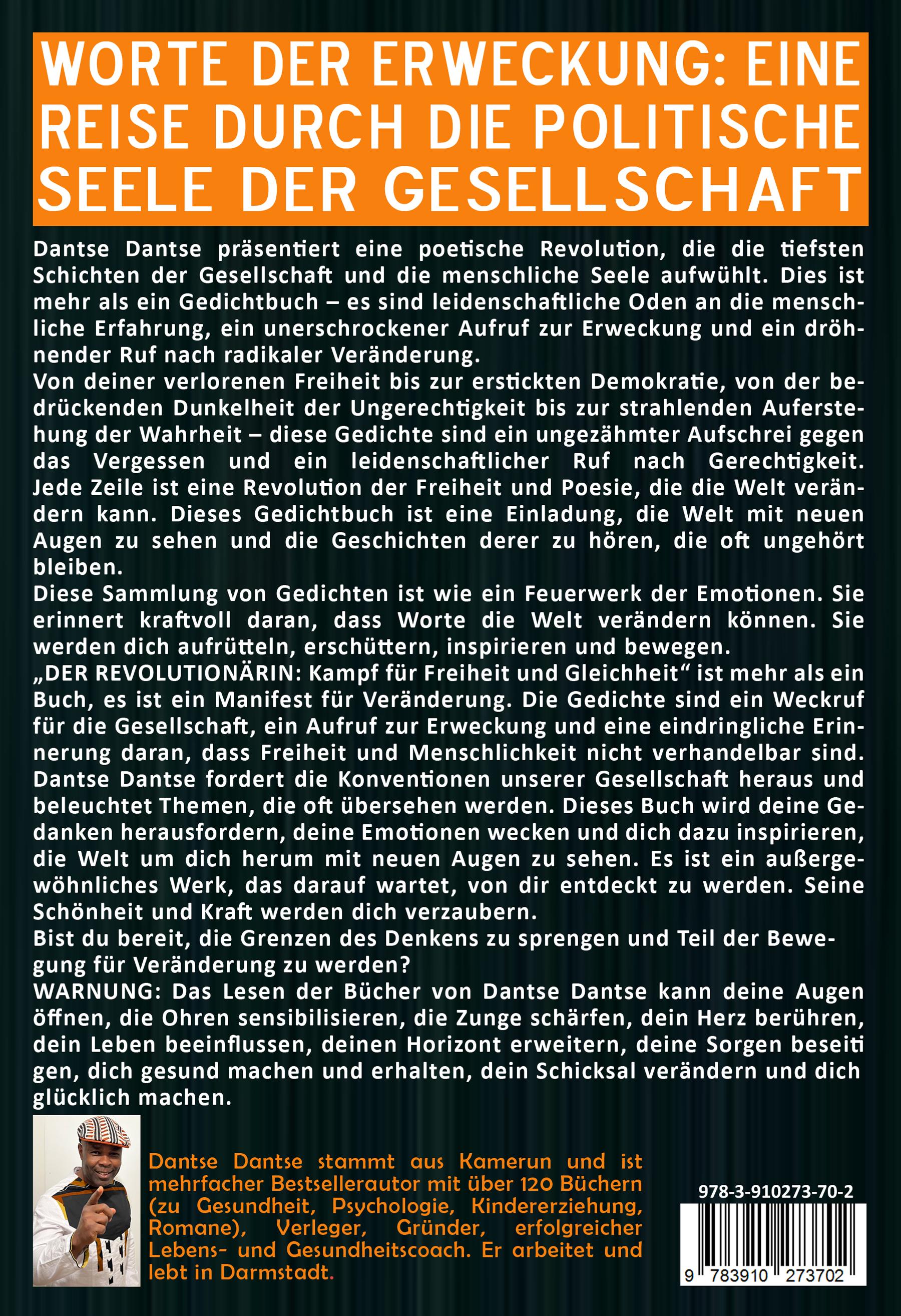 Rückseitencover DER REVOLUTIONÄRIN - Die Rebellion der politischen Verse: wehe, wenn das Volk genug hat