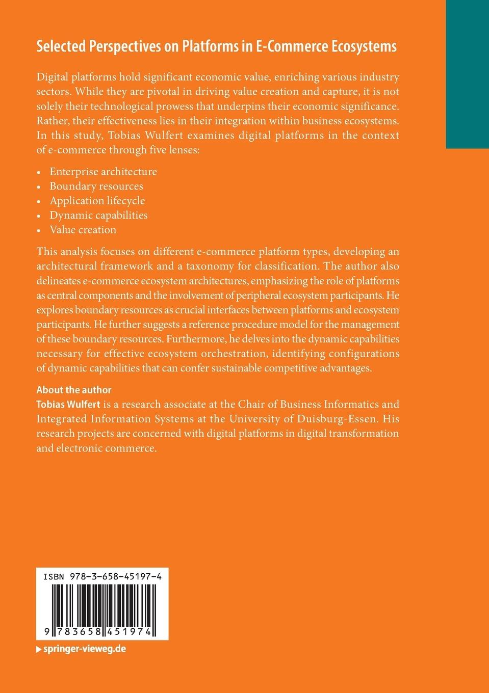 Rückseitencover Selected Perspectives on Platforms in E-Commerce Ecosystems