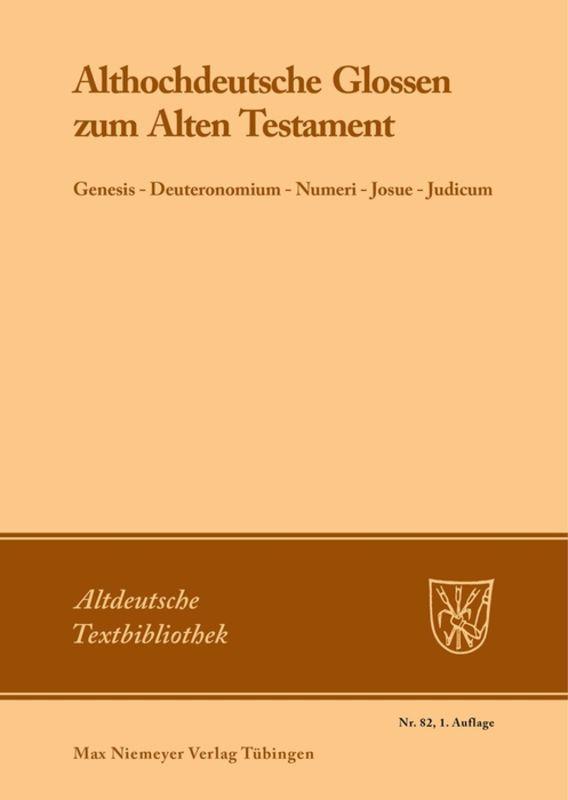 Vorderes Coverbild Althochdeutsche Glossen zum Alten Testament