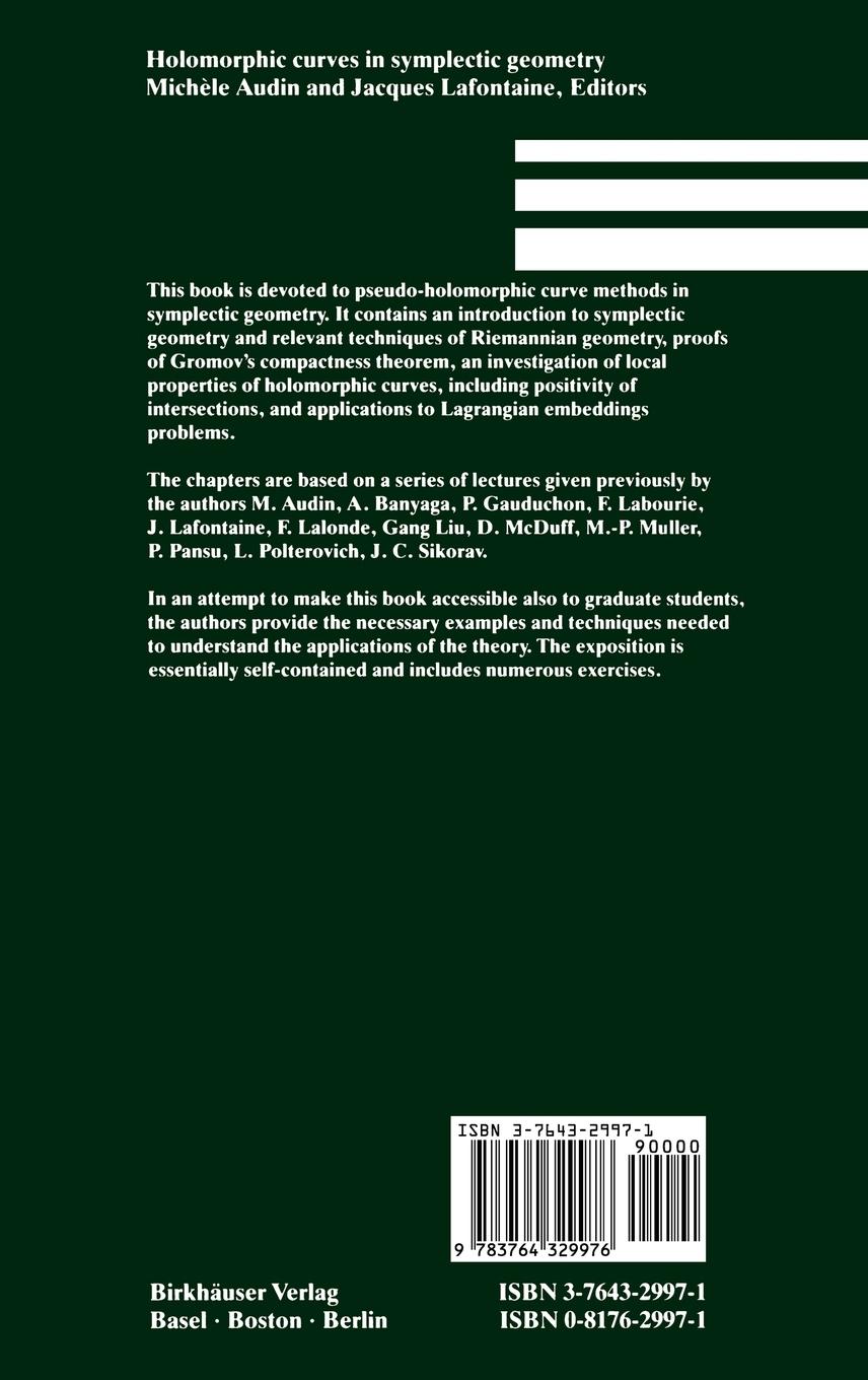Rückseitencover Holomorphic Curves in Symplectic Geometry