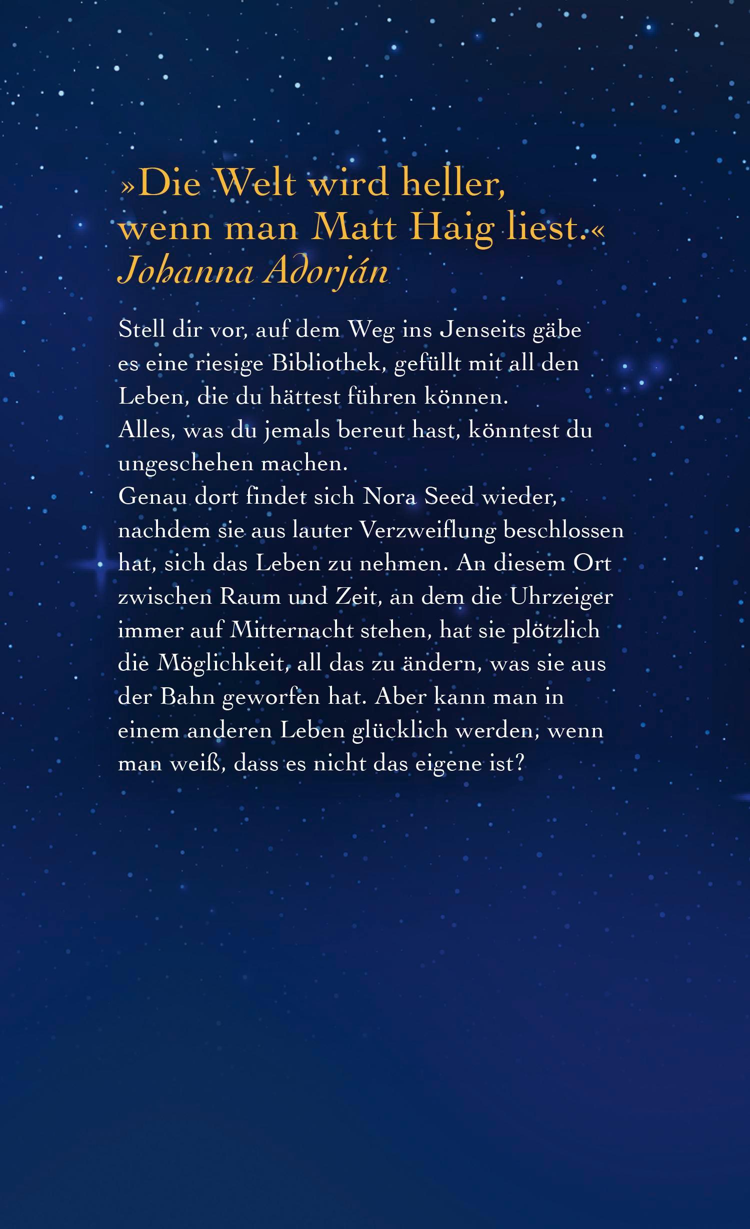 Rückseitencover Die Mitternachtsbibliothek