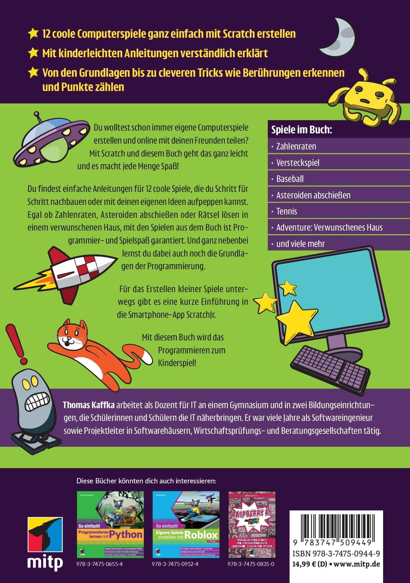 Rückseitencover Spiele programmieren mit Scratch
