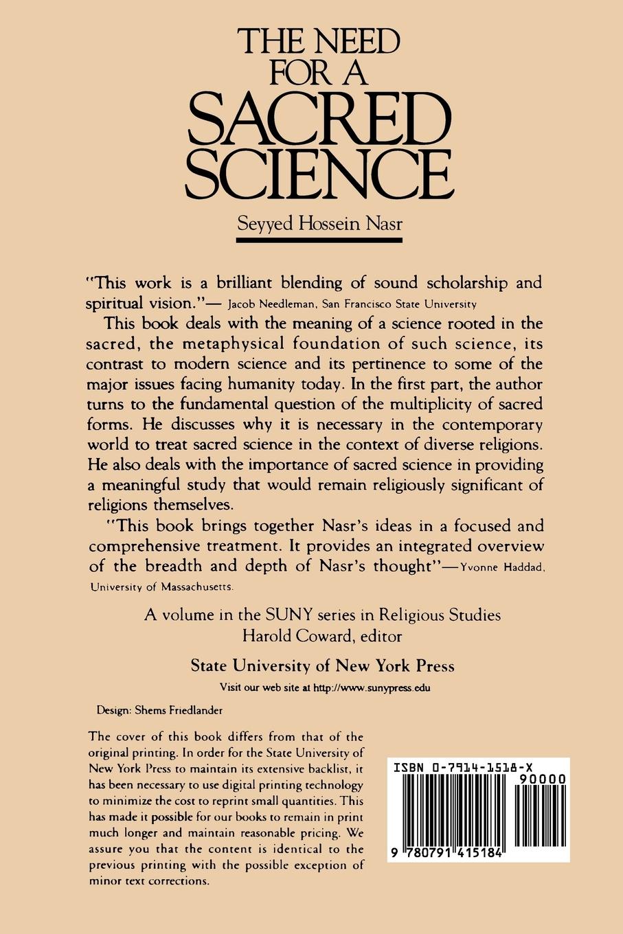 Rückseitencover The Need for a Sacred Science