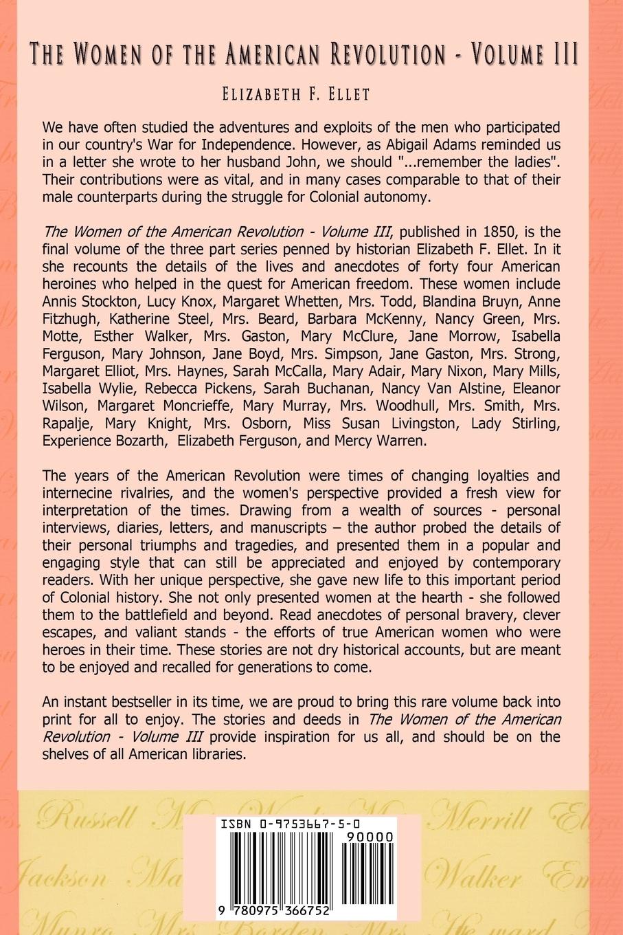 Rückseitencover The Women of the American Revolution - Volume III