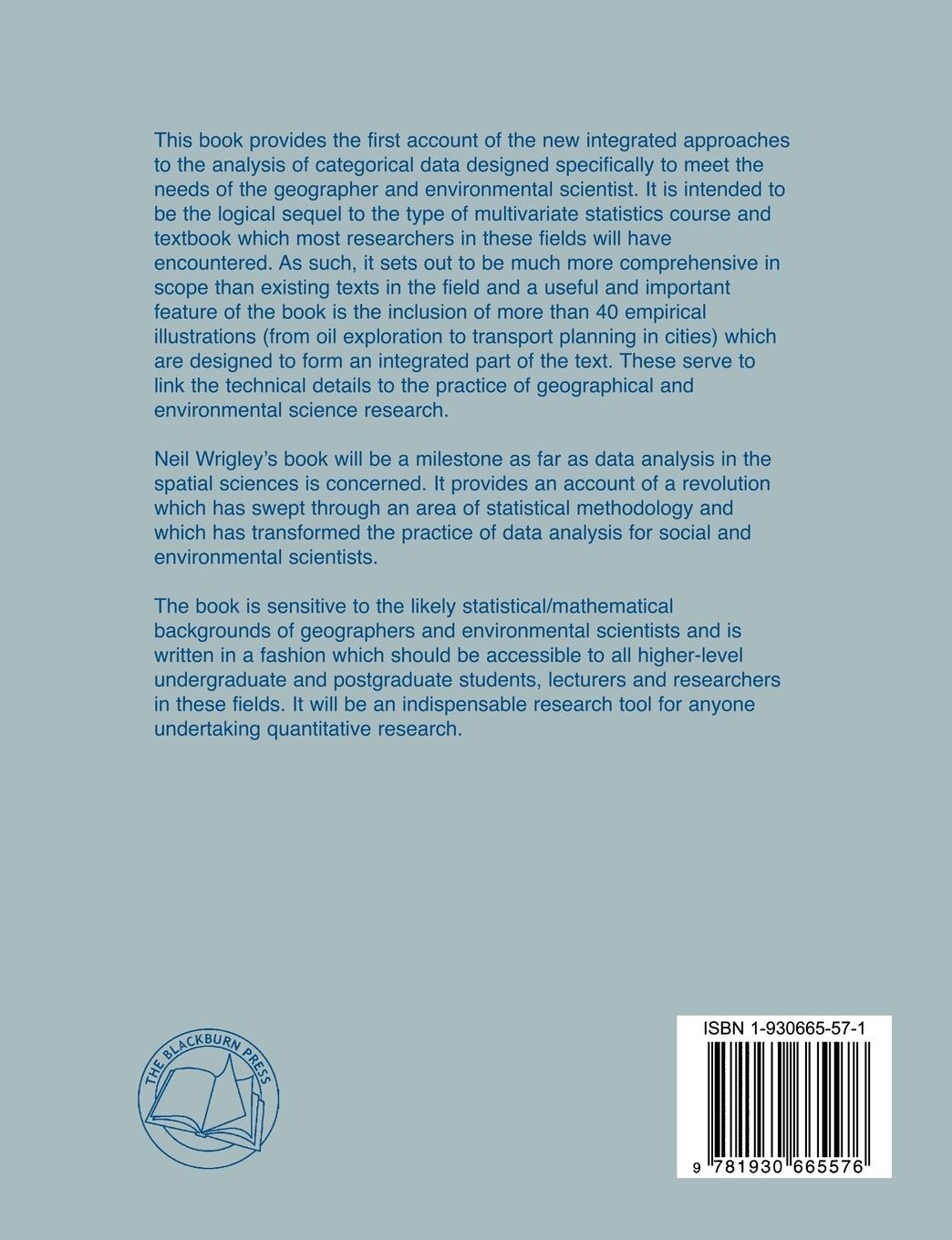 Rückseitencover Categorical Data Analysis for Geographers and Environmental Scientists