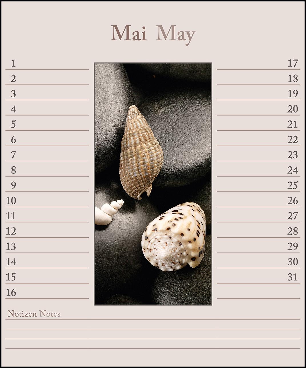 Beispielinhalt (Bild) Shells & Stones Geburtstagskalender