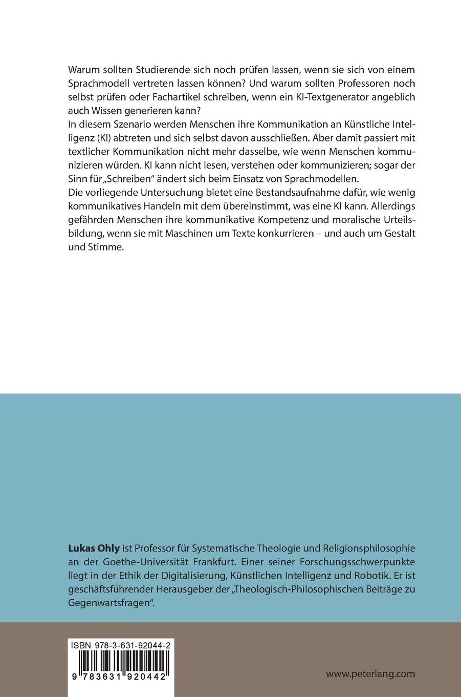 Rückseitencover Ethik für ChatGPT