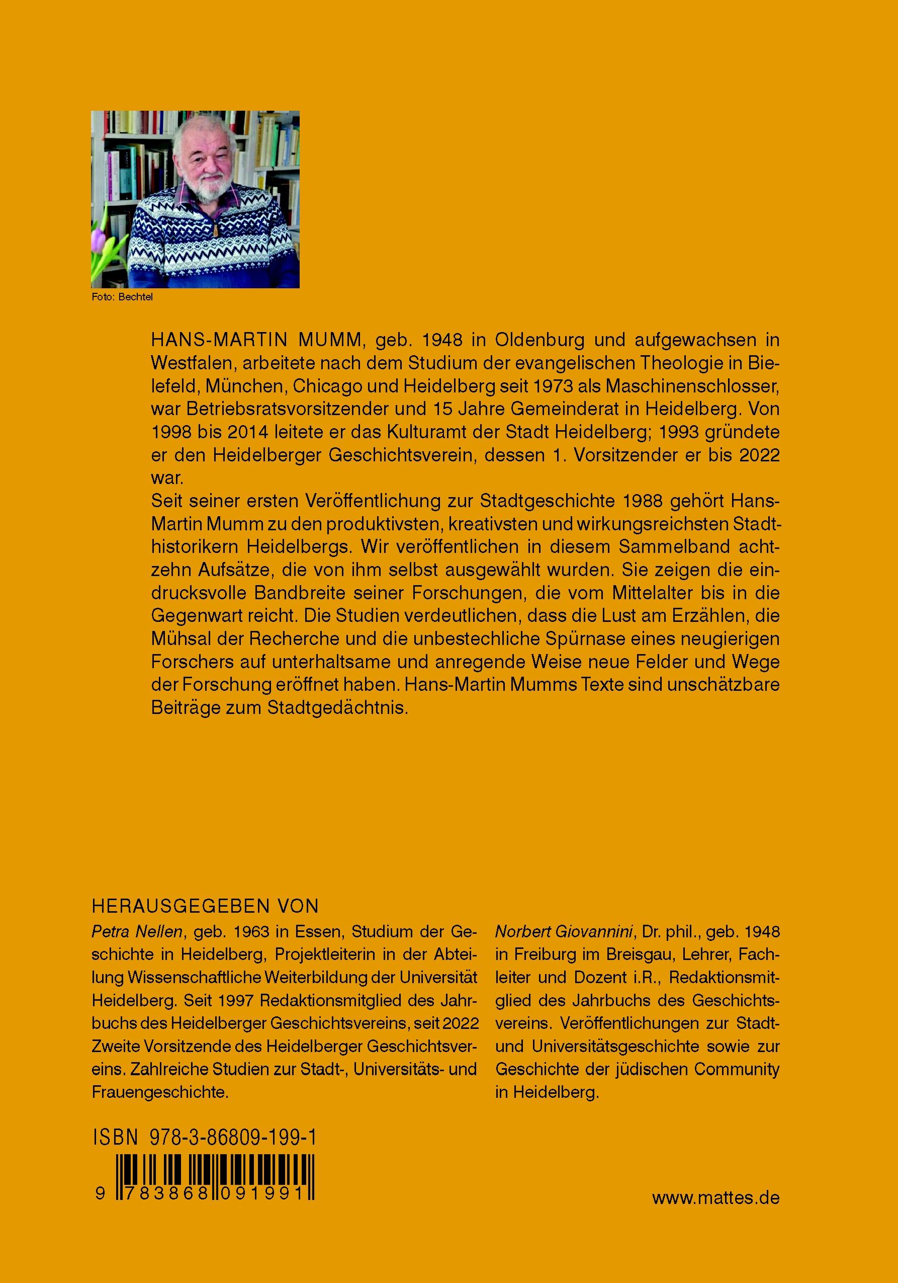 Rückseitencover Studien zur Heidelberger Stadtgeschichte