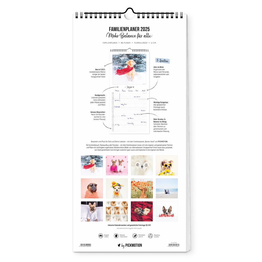 Beispielinhalt (Bild) Familienplaner 2025 - Bunter Hund