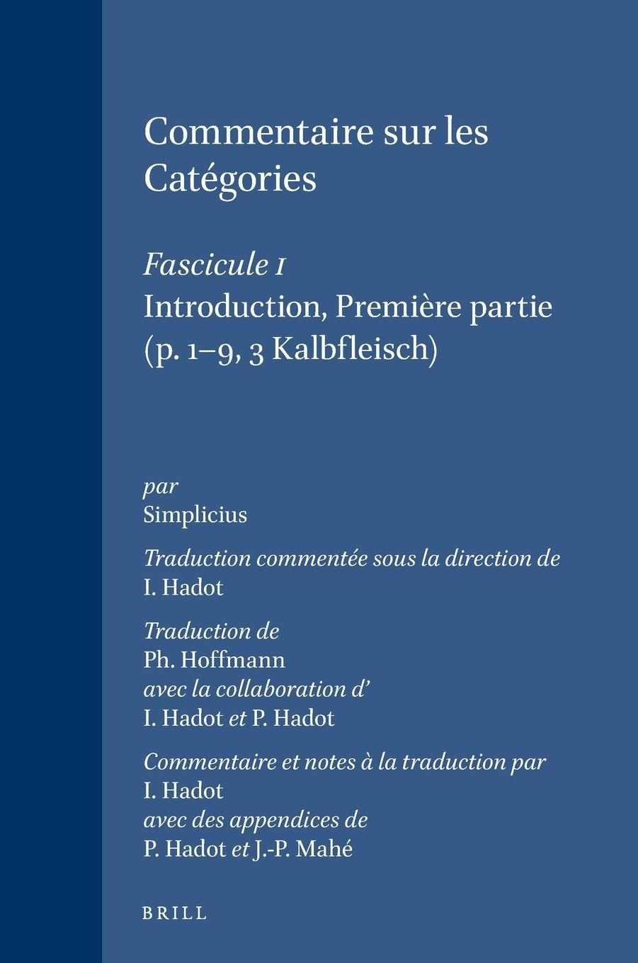 Vorderes Coverbild Commentaire sur les Catégories